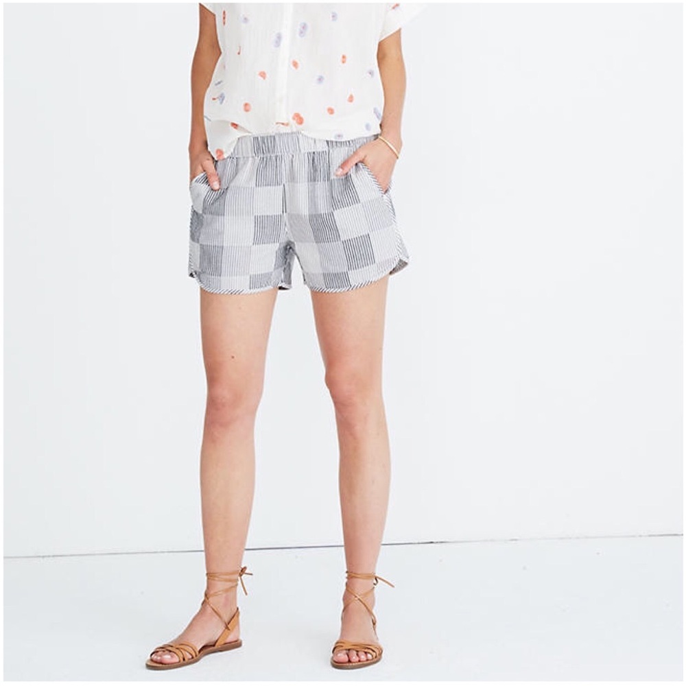 Madewell checker print striped shorts | S